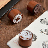 Round Wooden Stamps Vintage DIY Handbook Multifunctional Decorative Stamps, Style: Night Search