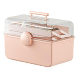 Cosmetics Storage Box Plastic Anti -Dust Transparent Desktop Medicine Box XL Cream Color