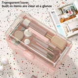 Cosmetics Storage Box Plastic Anti -Dust Transparent Desktop Medicine Box L Blue