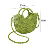 Half-moon Shape Straw Tote Bag Cross-body Woven Beach Single-shoulder Bag, Color: Beige