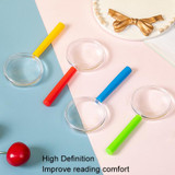 4pcs 40mm 3X Plastic Acrylic Lens Children Teaching Magnifier Color Handle Magnifying Glass, Color Random Delivery