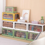 Folding Plastic Storage Box Stackable Storage Organizer with Wheels  37 x 26.5 x 22 cm, Color: White