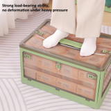 Folding Plastic Storage Box Stackable Storage Organizer with Wheels  37 x 26.5 x 22 cm, Color: Green Wooden Lid