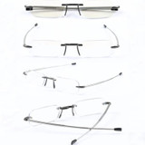 200 Degrees With Lighter Shape Clip Belt Case Anti-Blue Light Rimless Folding Presbyopia Glasses