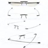 350 Degrees With Lighter Shape Clip Belt Case Anti-Blue Light Rimless Folding Presbyopia Glasses