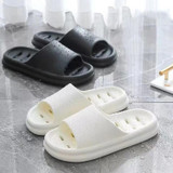 Bathroom Shower Slippers Non-slip Hollow Quick-drying Thick-soled Flip Flops, Size: 40-41(Black)