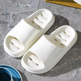 Bathroom Shower Slippers Non-slip Hollow Quick-drying Thick-soled Flip Flops, Size: 38-39(White)