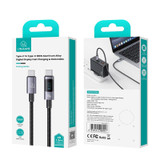 USAMS US-SJ671 Type-C To Type-C 100W Fast Charge Digital Display Data Cable, Length: 1.2m(Black)