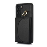 For Samsung Galaxy S23 5G YM007 Ring Holder Card Bag Skin Feel Phone Case(Black)