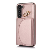 For Samsung Galaxy S23 5G YM007 Ring Holder Card Bag Skin Feel Phone Case(Rose Gold)