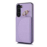 For Samsung Galaxy S23 5G YM007 Ring Holder Card Bag Skin Feel Phone Case(Purple)