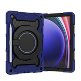 For Samsung Galaxy Tab A9+ Armor Portable Rotating Ring Holder Silicone Tablet Case(Navy Blue)