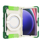 For Samsung Galaxy Tab A9+ Armor Portable Rotating Ring Holder Silicone Tablet Case(Colorful Green)