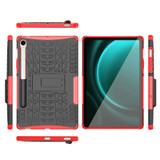 For Samsung Galaxy Tab S9 FE Tire Texture TPU + PC Tablet Case with Holder(Red)