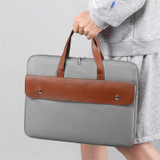 14 Inch Contrasting Color PU Leather Laptop Bag Computer Bag Briefcase Cover(Beige)