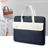 15.6 Inch Contrasting Color PU Leather Laptop Bag Computer Bag Briefcase Cover(Beige)