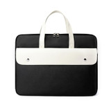 14 Inch Contrasting Color PU Leather Laptop Bag Computer Bag Briefcase Cover(Black)