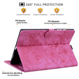 For Samsung Galaxy Tab S9 FE+ Cartoon Sakura Cat Embossed Leather Tablet Case(Rose Red)