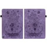 For Amazon Fire HD 10 2023 Butterfly Rose Embossed Leather Tablet Case(Purple)