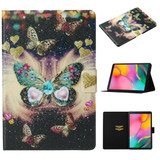 For Galaxy Tab A 10.1 (2019) T515 / T510 Coloured Drawing Pattern Horizontal Flip Leather Case with Holder & Card Slot(Butterflies)