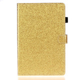 For Huawei MediaPad M5 lite Glossy Glitter Powder Horizontal Flip Leather Case with Holder & Card Slot & Sleep / Wake-up Function(Gold)