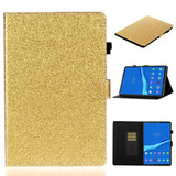 For Lenovo Tab M10 Plus TB-X606F Glossy Glitter Powder Horizontal Flip Leather Case with Holder & Card Slot & Sleep / Wake-up Function(Gold)