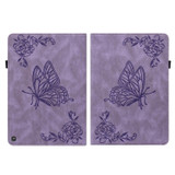 For Amazon Fire HD 10 2023 Butterfly Flower Embossed Leather Tablet Case(Purple)