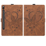 For Samsung Galaxy Tab S9 FE+ Love Butterfly Embossed Leather Tablet Case(Brown)