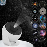 Galaxy Night Light Star Projector LED Table Lamp Childrens Room Decor With 12pcs Film Disc(Black)