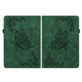 For Amazon Fire HD 10 2023 Butterfly Flower Embossed Leather Tablet Case(Green)