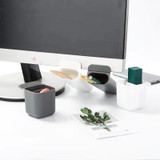 Desktop Computer Monitor Auxiliary Pen Holder Desk Adhesive Storage Box, Color: Square Double-layer-Gray