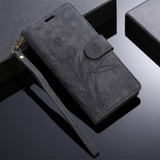 For Sony Xperia 10 V 4G 2023 Orchid Butterfly Embossed Leather Phone Case(Black)