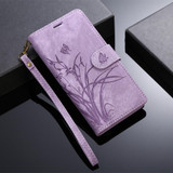For Sony Xperia 1 V 5G 2023 Orchid Butterfly Embossed Leather Phone Case(Purple)