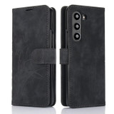 For Samsung Galaxy Z Fold5 Orchid Butterfly Embossed Leather Phone Case(Black)