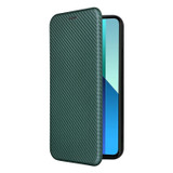 For Xiaomi Redmi Note 13 4G Carbon Fiber Texture Flip Leather Phone Case(Green)