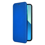 For Xiaomi Redmi Note 13 4G Carbon Fiber Texture Flip Leather Phone Case(Blue)