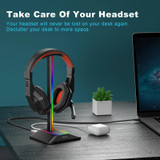 New Bee Dual Output Colorful Headset Display Rack HUB Expansion Headphone Holder, Color: Z9 Without Extended Interface Black