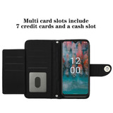 For Nokia C12 Rhombic Texture Flip Leather Phone Case with Lanyard(Black)