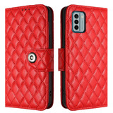 For Nokia G22 Rhombic Texture Flip Leather Phone Case with Lanyard(Red)