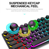 T-WOLF TF270 Colorful Light Effect Retro Gaming Wired Keyboard And Mouse Set(Set)