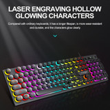 T-WOLF TF270 Colorful Light Effect Retro Gaming Wired Keyboard And Mouse Set(Set)