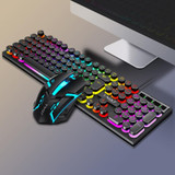 T-WOLF TF270 Colorful Light Effect Retro Gaming Wired Keyboard And Mouse Set(Set)