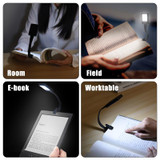 LED Reading Light Clip Book USB Charging Mini Bedside Learning Lamp(Black)