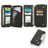 For Samsung Galaxy Note20 Ultra Crossbody Multi-functional Zipper Wallet Leather Phone Case(Black)