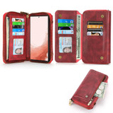 For Samsung Galaxy S22 5G Crossbody Multi-functional Zipper Wallet Leather Phone Case(Red)