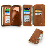 For Samsung Galaxy Note20 Ultra Crossbody Multi-functional Zipper Wallet Leather Phone Case(Brown)