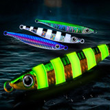 PROBEROS LF121 Fast Sinking Laser Boat Fishing Sea Fishing Lure Iron Plate Bait, Weight: 60g(Luminous Color E)