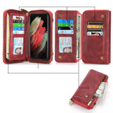 For Samsung Galaxy S23+ 5G Crossbody Multi-functional Zipper Wallet Leather Phone Case(Red)