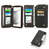 For Samsung Galaxy S22+ 5G Crossbody Multi-functional Zipper Wallet Leather Phone Case(Black)