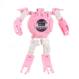 3 PCS Children Electronic Watch Cartoon Deformation Robot Toy Watch(Pink)